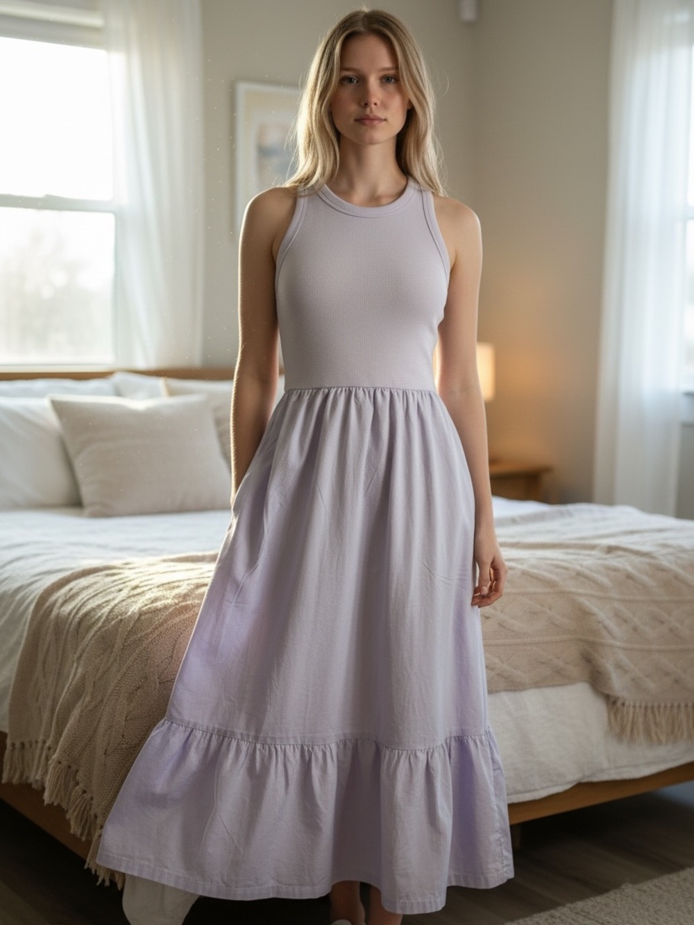 Sleeveless Lavender Maxi Dress